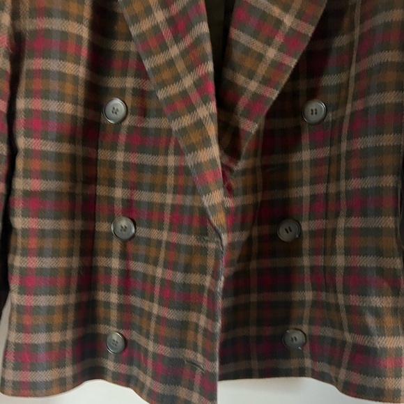 Jones New York 100% Wool Plaid Cropped Double Breasted Blazer size 6 - Picture 3 of 12